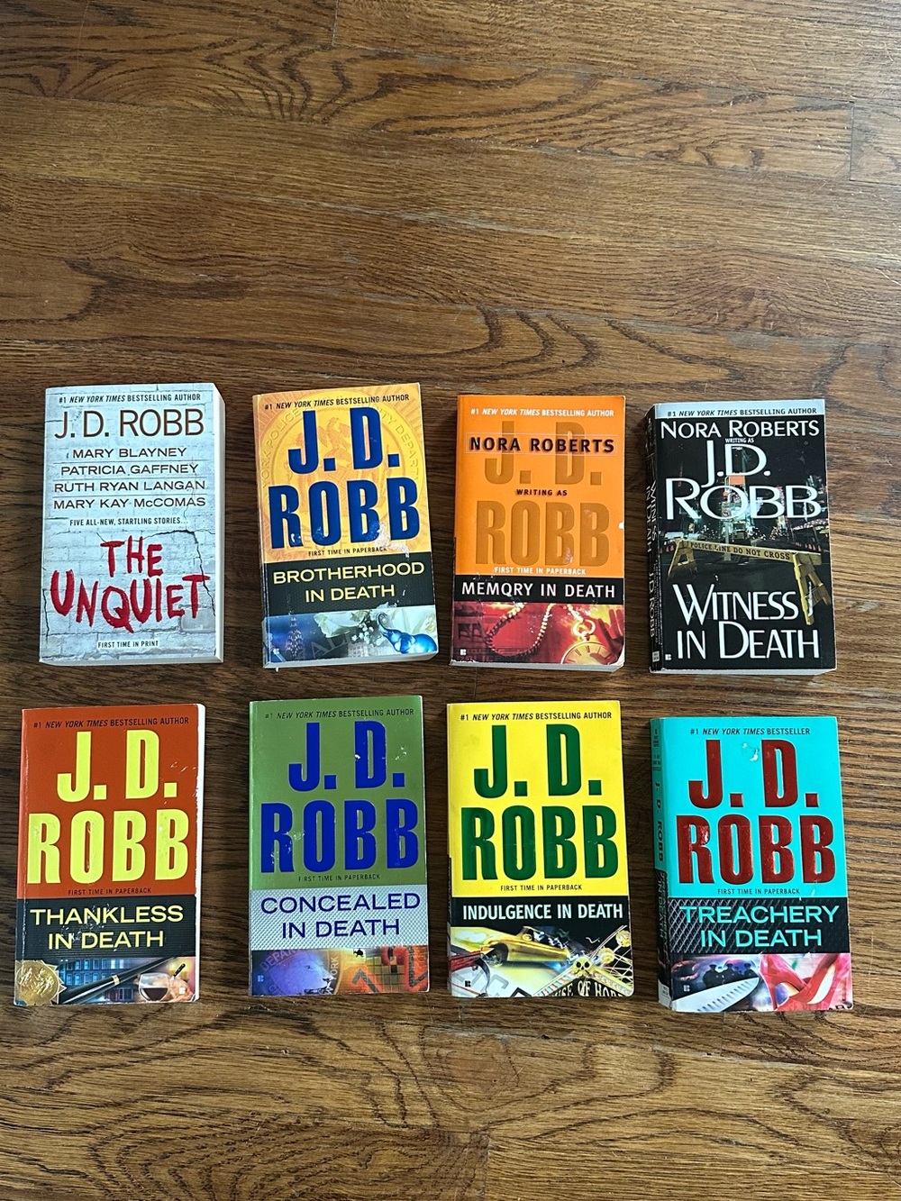 Books on wooden floor